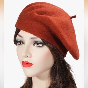 Rust wool French Beret for Women